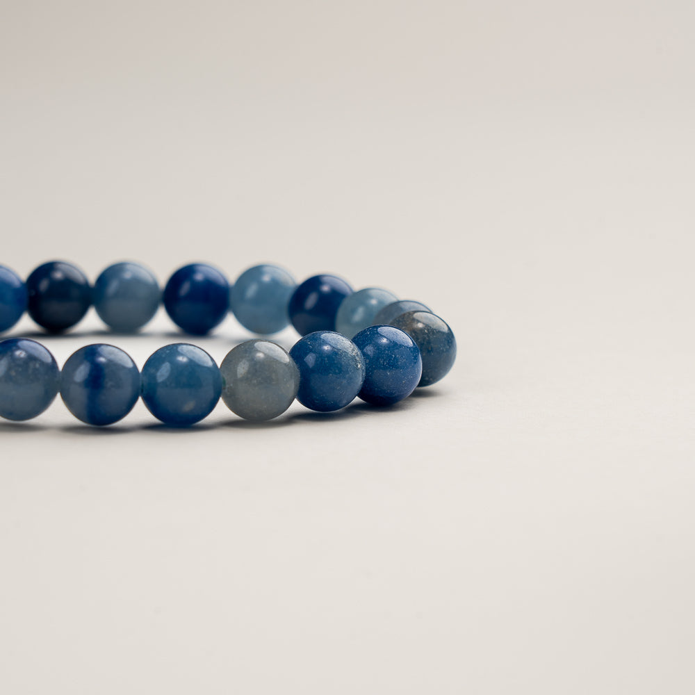 Elegant view of Deep Blue Harmony Water Element Bracelet, highlighting its calming blue hues and Feng Shui properties.