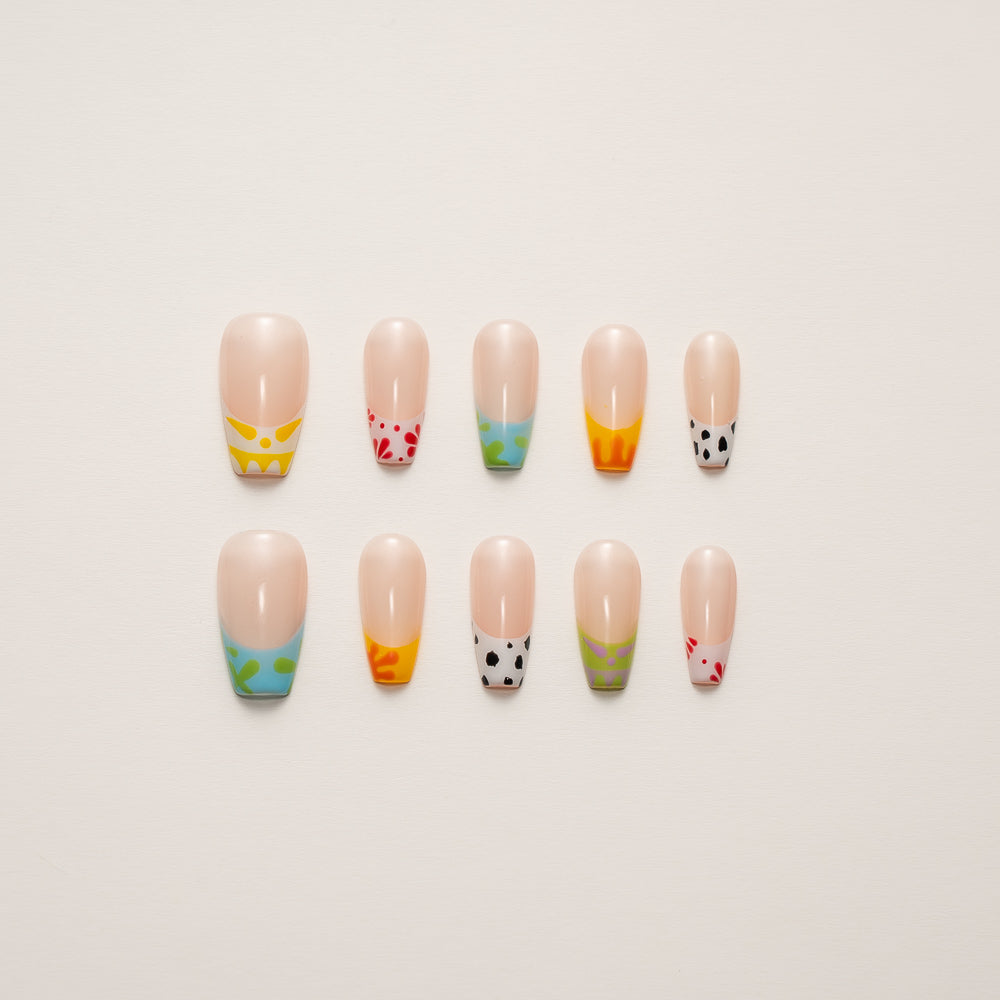 Confetti Pop – Color Block French Tips with Playful Art
