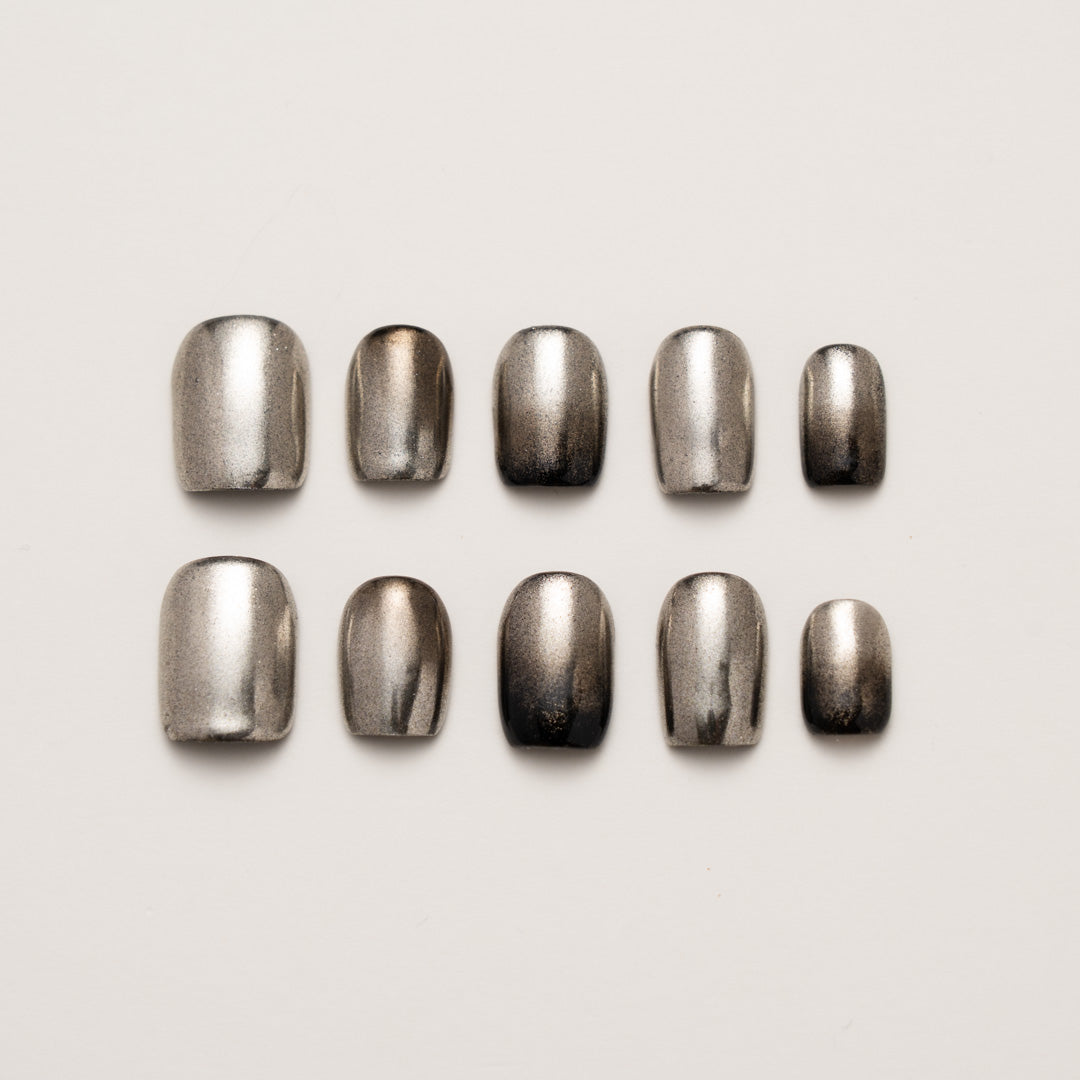 Gunmetal Veil – Unisex Press-On Nails
