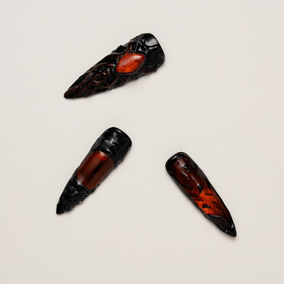 Crimson Abyss – Long Flame Unisex Press-On Nails