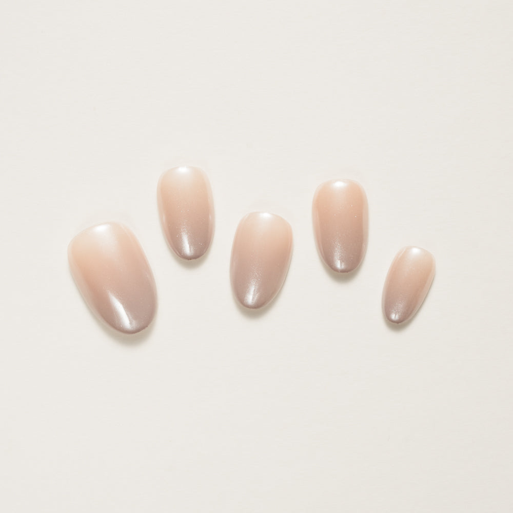 Pearl Nude Iridescent Press-On Nails | Soft Glow Reusable